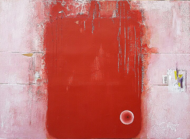 Malerei mit dem Titel "Red#fade-out#3" von Giovanni Greco, Original-Kunstwerk, Emaille
