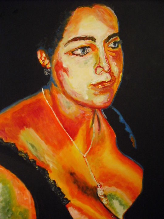 Painting titled "Sarah 2" by Genevieve Desthuilliers, Original Artwork, Oil