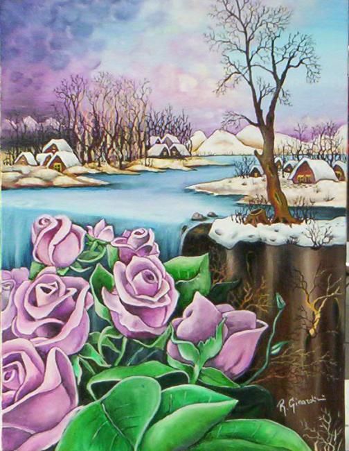 Painting titled "rose" by Rossella Girardini, Original Artwork, Oil