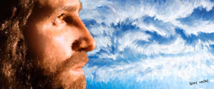 Digital Arts titled "Jesus sky" by Girard Van Dick, Original Artwork, Digital Painting