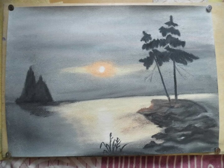 Картина под названием "Северный закат" - Girina Kristina, Подлинное произведение искусства