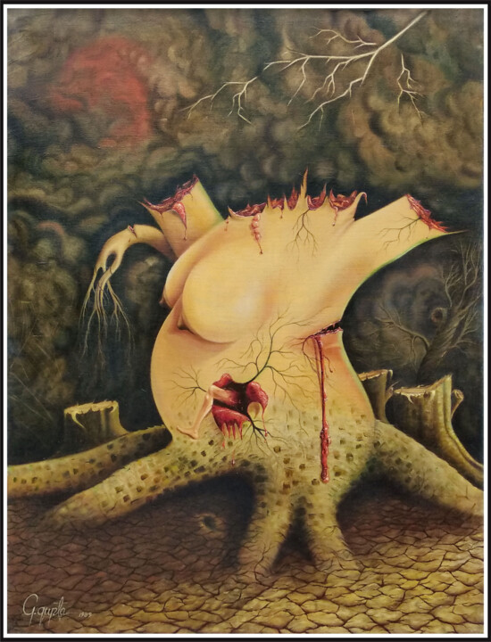 Painting titled "EXISTENCE" by G.Gupta, Original Artwork, Oil