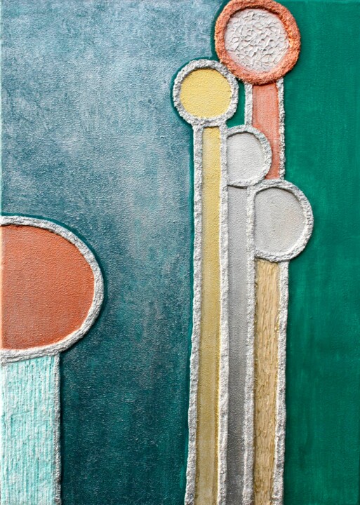 Painting titled "Menschen II" by Gisela Zimmermann, Original Artwork, Acrylic Mounted on Wood Stretcher frame