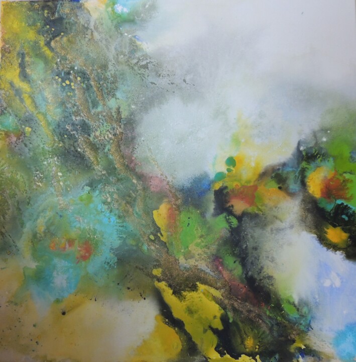 Картина под названием "Espace vert numéro 2" - Gisele Ceccarelli, Подлинное произведение искусства, Акрил