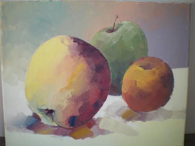 Painting titled "les pommes" by Gisele Ceccarelli, Original Artwork