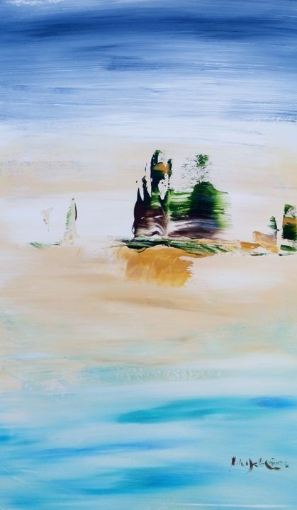 Peinture intitulée "Sans Titre (Ile...)" par Gisèle Dalla Longa, Œuvre d'art originale, Acrylique Monté sur Panneau de bois