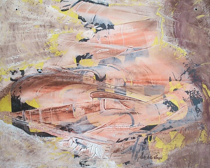 Peinture intitulée "Océanique II" par Gisèle Dalla Longa, Œuvre d'art originale, Pastel Monté sur Panneau de bois