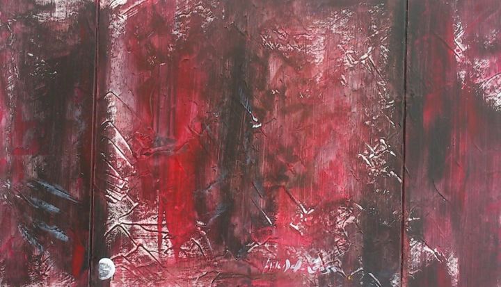 Peinture intitulée "Sans Titre (...Roug…" par Gisèle Dalla Longa, Œuvre d'art originale, Acrylique Monté sur Panneau de bois