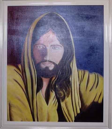 Painting titled "Jesus Rei dos Judeus" by Giselia Souto Maior, Original Artwork, Oil