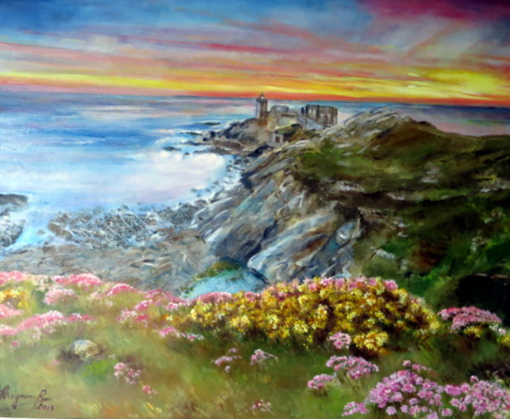 Painting titled "magie-bretonne-couc…" by Gisella Michel Avignone-Rossa, Original Artwork, Oil