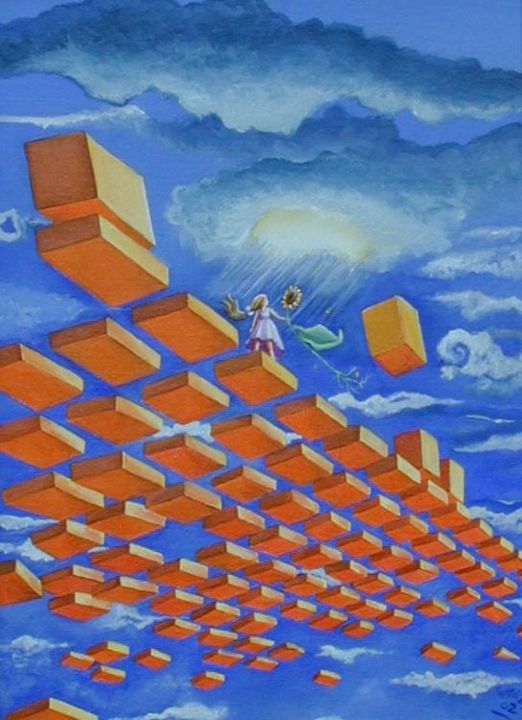 Peinture intitulée "Toujours plus haut" par Gisa Hardt, Œuvre d'art originale,