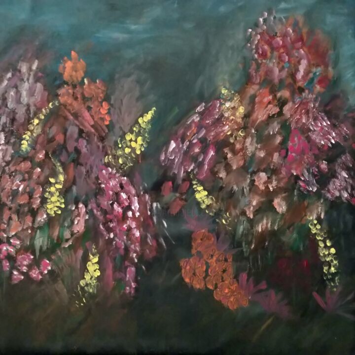Painting titled "Abstract Florals" by Gitika Singh, Original Artwork, Acrylic