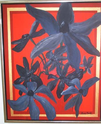 Painting titled "Black flowers" by Luna, Original Art,