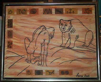 Painting titled "Janus and the bear" by Luna, Original Art,