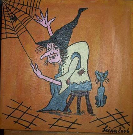 Pittura intitolato "Witch" da Luna, Opera d'arte originale