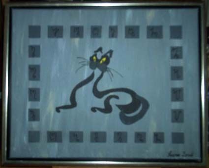 Pittura intitolato "Black cat" da Luna, Opera d'arte originale