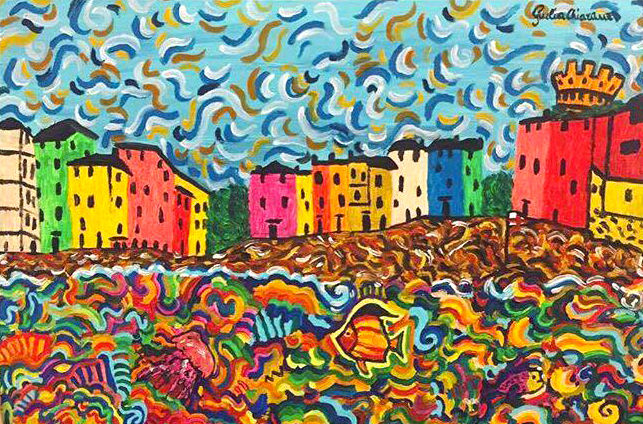 Pittura intitolato ""Boccadasse"" da Giulia Chiaranz, Opera d'arte originale, Acrilico