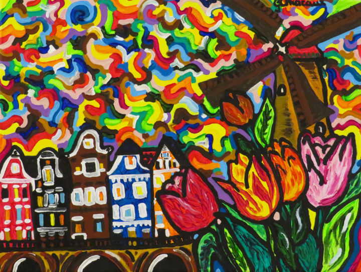 Pittura intitolato "Amsterdam.jpg" da Giulia Chiaranz, Opera d'arte originale, Tempera