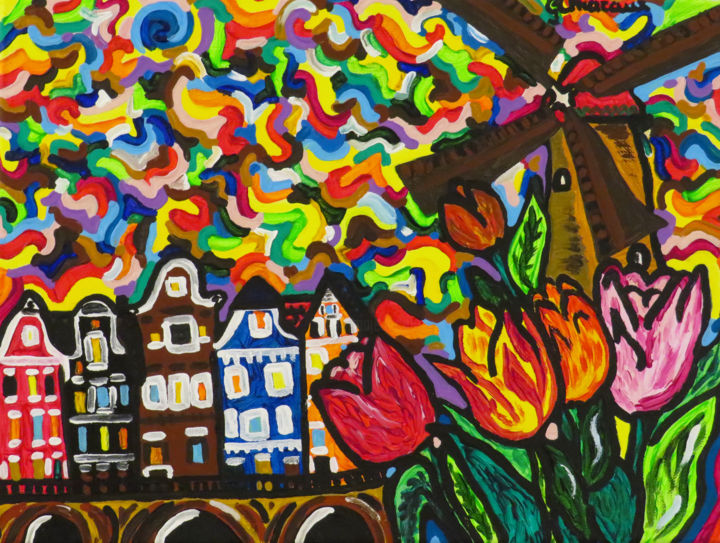 Painting titled "Amsterdam.jpg" by Giulia Chiaranz, Original Artwork, Tempera