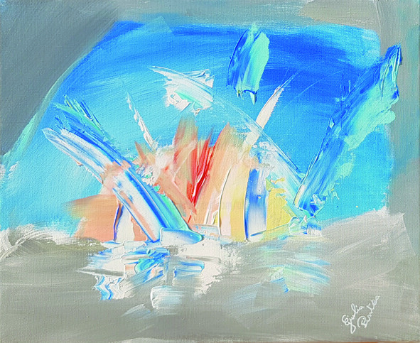 Painting titled "L'Horizon à Villene…" by Giulia Pintea, Original Artwork, Acrylic