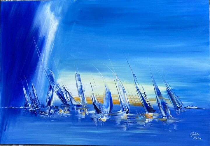 Painting titled "Le voyage vers la l…" by Giulia Pintea, Original Artwork, Acrylic Mounted on artwork_cat.