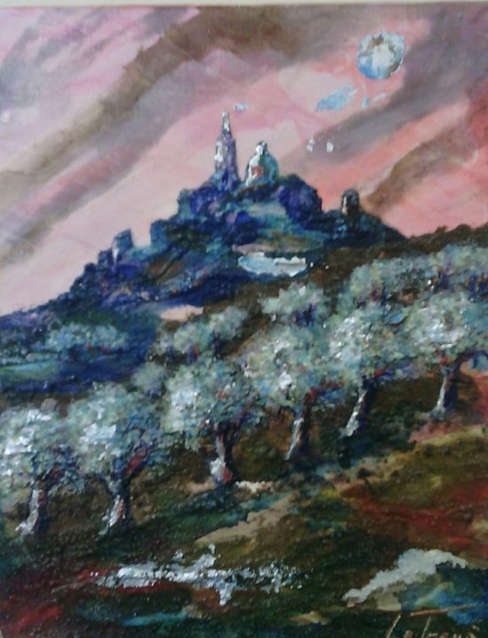 Pittura intitolato "trevi-al-chiaro-di-…" da Le Trenà, Opera d'arte originale, Acrilico
