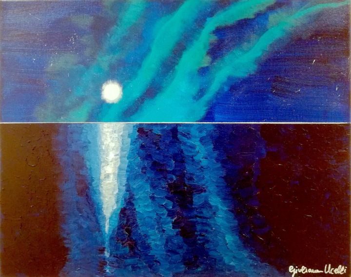 Peinture intitulée "Aurore Boréale 1" par Giuliana Ucelli, Œuvre d'art originale, Acrylique