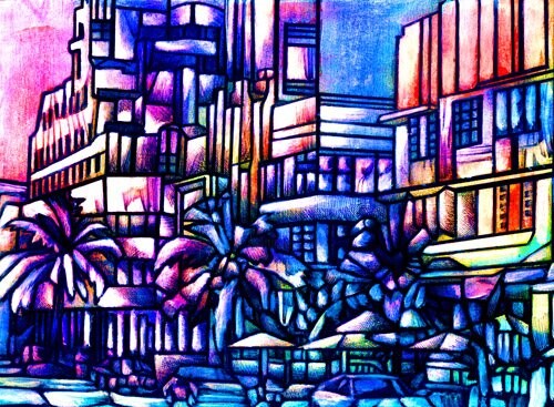 Painting titled "Ocean Drive" by Giuliano Cavallo, Original Artwork