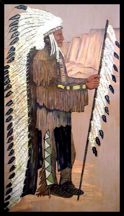 Painting titled "Indian" by Giuliano Cavallo, Original Artwork, Oil