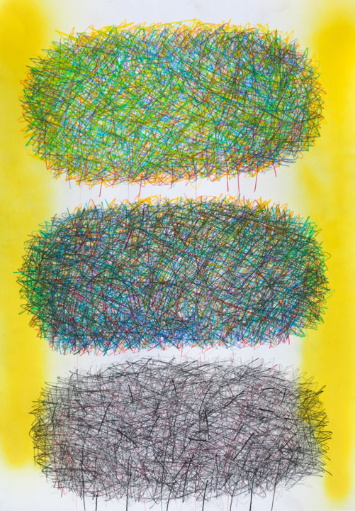 Painting titled ""yellow" 3" by Giulio Benatti, Original Artwork, Graphite