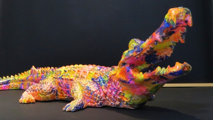 Скульптура под названием "ZAGOR The Crocodile" - Giulio Grey, Подлинное произведение искусства, Акрил