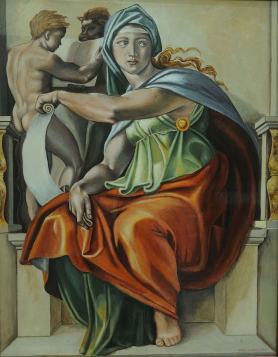 Pittura intitolato "sibilla-delfica-cap…" da Giulio Mapelli, Opera d'arte originale