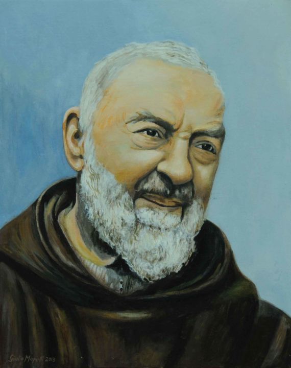 Painting titled "san-pio-am.jpg" by Giulio Mapelli, Original Artwork