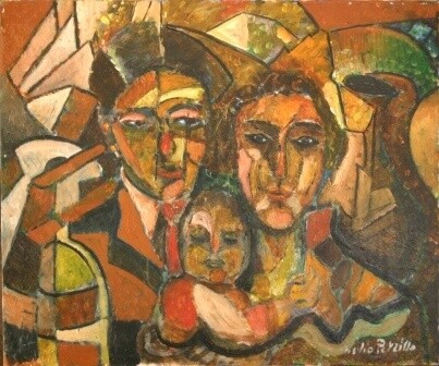 Pintura intitulada "famiglia" por Giulio Petrillo, Obras de arte originais