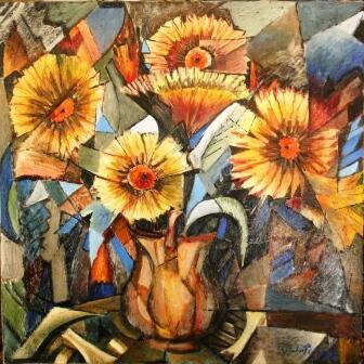 Painting titled "fiori" by Giulio Petrillo, Original Artwork