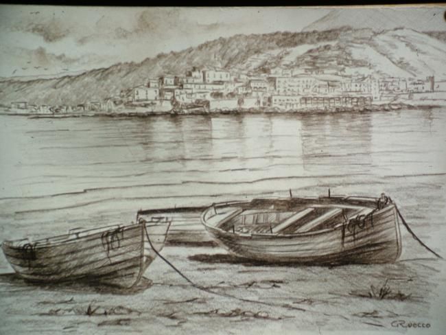 Disegno intitolato "barche" da Giulio Ruocco, Opera d'arte originale