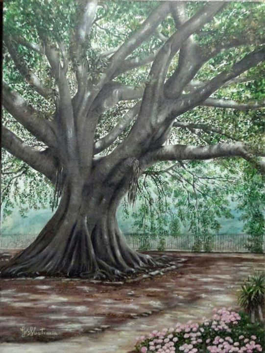 Painting titled "L'albero secolare" by Giuseppa Matraxia, Original Artwork, Acrylic