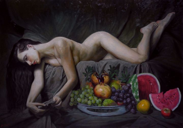 Painting titled "nudo" by Giuseppe Cacciapuoti, Original Artwork, Oil