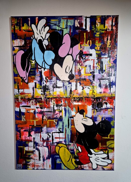 Painting titled "The Kissing Maze" by Giuseppe D’Alessandro (JD), Original Artwork, Oil Mounted on Wood Panel