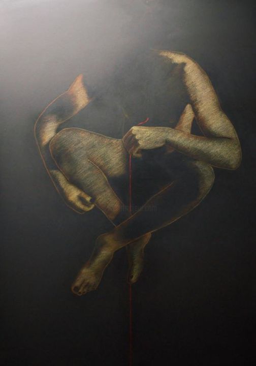 Peinture intitulée "Filo rosso" par Giuseppe Jobin Tanzi, Œuvre d'art originale, Huile