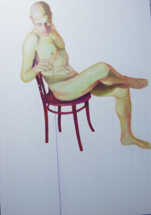 Painting titled "Filo rosso instabile" by Giuseppe Jobin Tanzi, Original Artwork, Oil