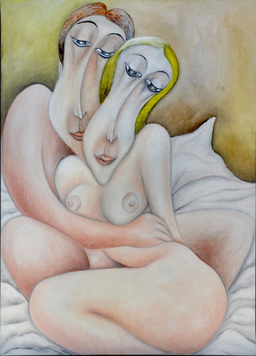 Malerei mit dem Titel "Nudi" von Giuseppe Paolucci, Original-Kunstwerk, Öl