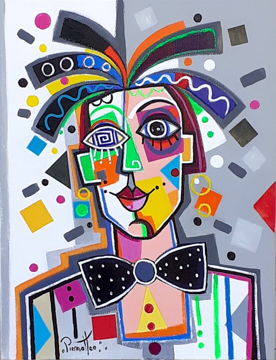 Painting titled "Le jeune homme au n…" by Giuseppe Piermattéo, Original Artwork, Acrylic