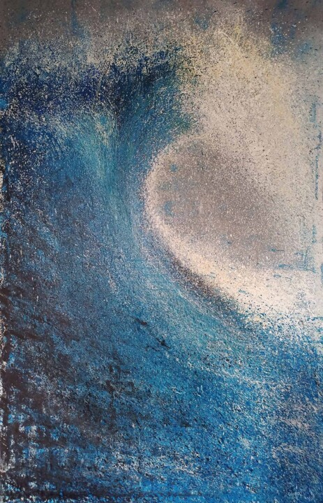 "Blue wave" başlıklı Tablo Giuseppe Valia tarafından, Orijinal sanat, Sprey boya Ahşap Sedye çerçevesi üzerine monte edilmiş