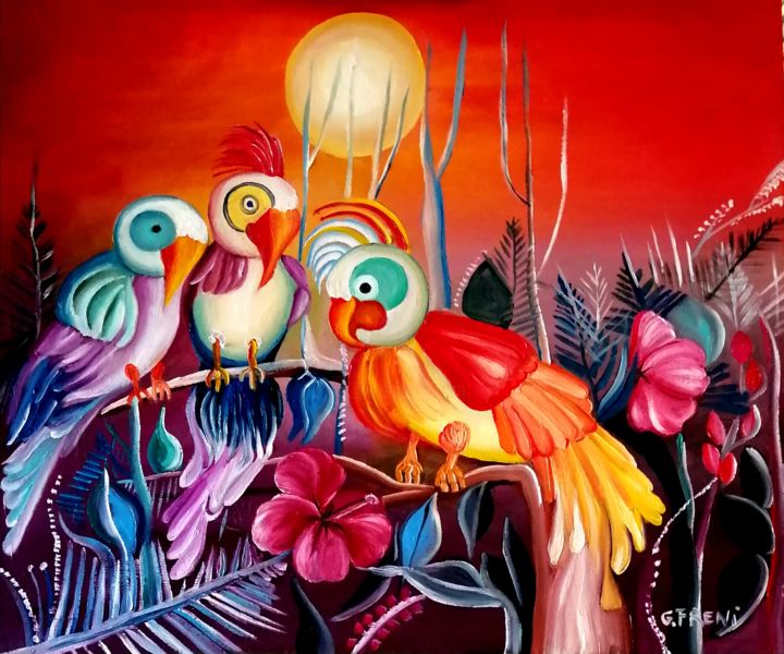 Pintura titulada "Tropical" por Giuseppina Freni, Obra de arte original, Oleo