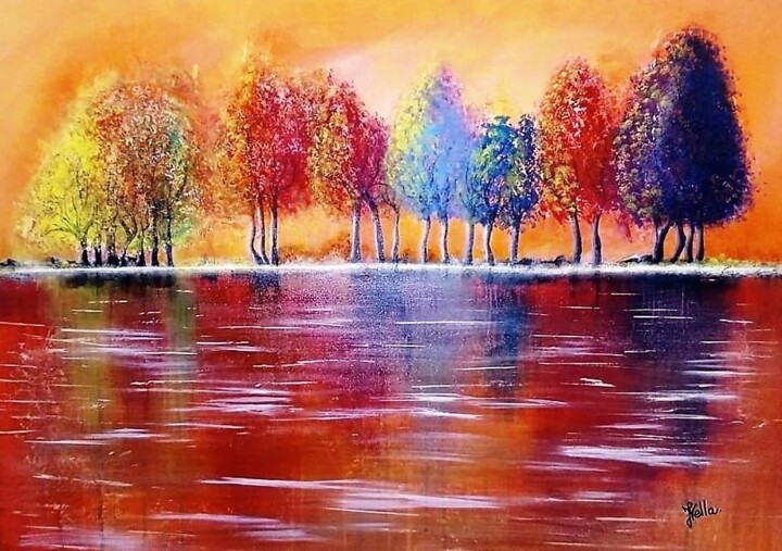 Картина под названием "La forêt enchantée" - Giuseppina Vella (Les couleurs de Joséphine), Подлинное произведение искусства,…