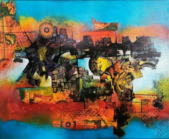 Ζωγραφική με τίτλο "La ruine enchantée" από Giuseppina Vella (Les couleurs de Joséphine), Αυθεντικά έργα τέχνης, Ακρυλικό