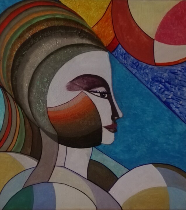 Painting titled "Dio donna tra passa…" by Giusy Rizzi, Original Artwork, Acrylic