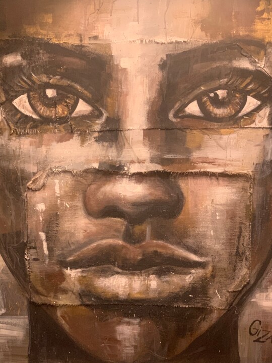 Painting titled "GAZE OF EMPOWERMENT" by Giza, Original Artwork, Acrylic Mounted on Wood Stretcher frame