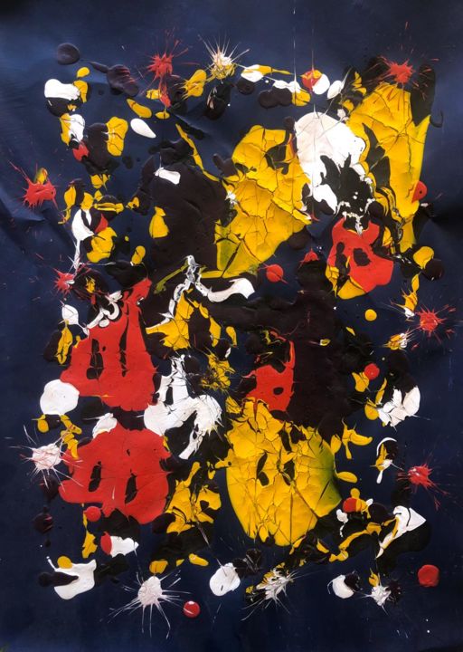 Painting titled "DANCE OF RED AND YE…" by Gizem Kırmızı, Original Artwork, Acrylic